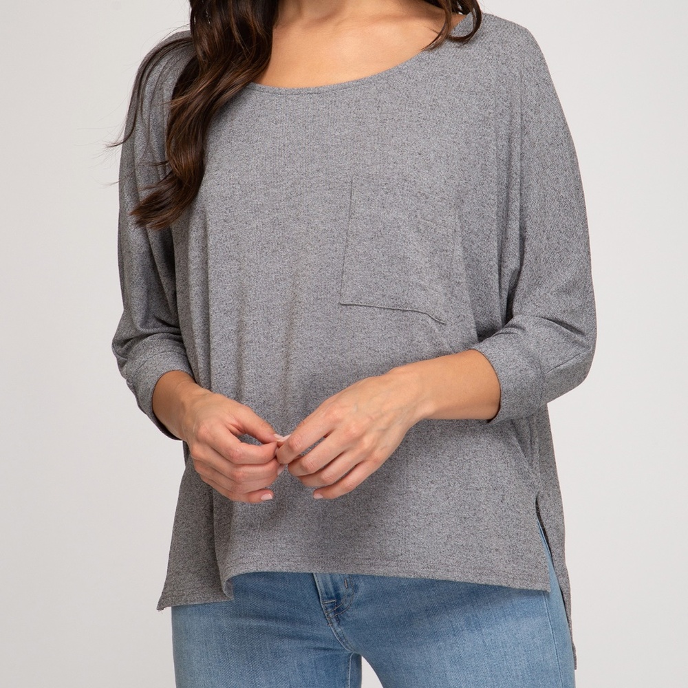 NEW She + Sky Oversized Knit Top Grey S